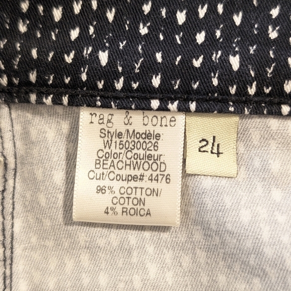 Rag & Bone Beachwood Legging Jeans Speckled Navy White Sz 24 - Picture 8 of 11